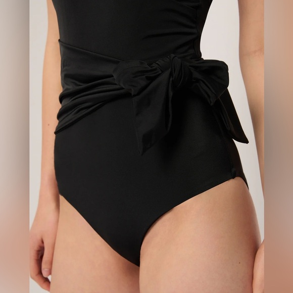 Onia NWT Elena Halter Tie Waist One Piece Swimsuit in Black Size Small - Picture 2 of 11